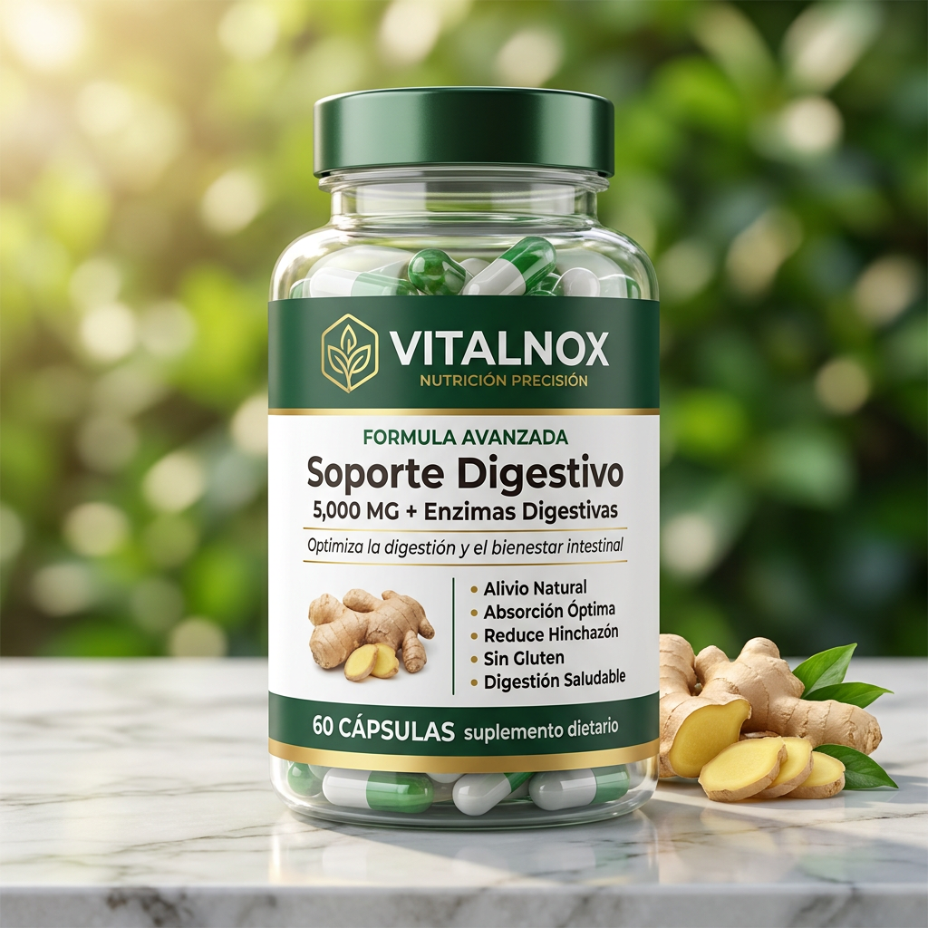 VITALNOX Soporte Digestivo - Frasco 60 Cápsulas con Jengibre
